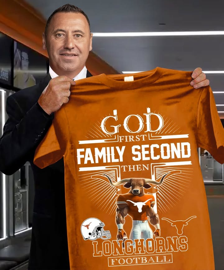 God First Family Second Then Texas Longhorns Football T-Shirt Merch Fan Gifts For Him Her-1