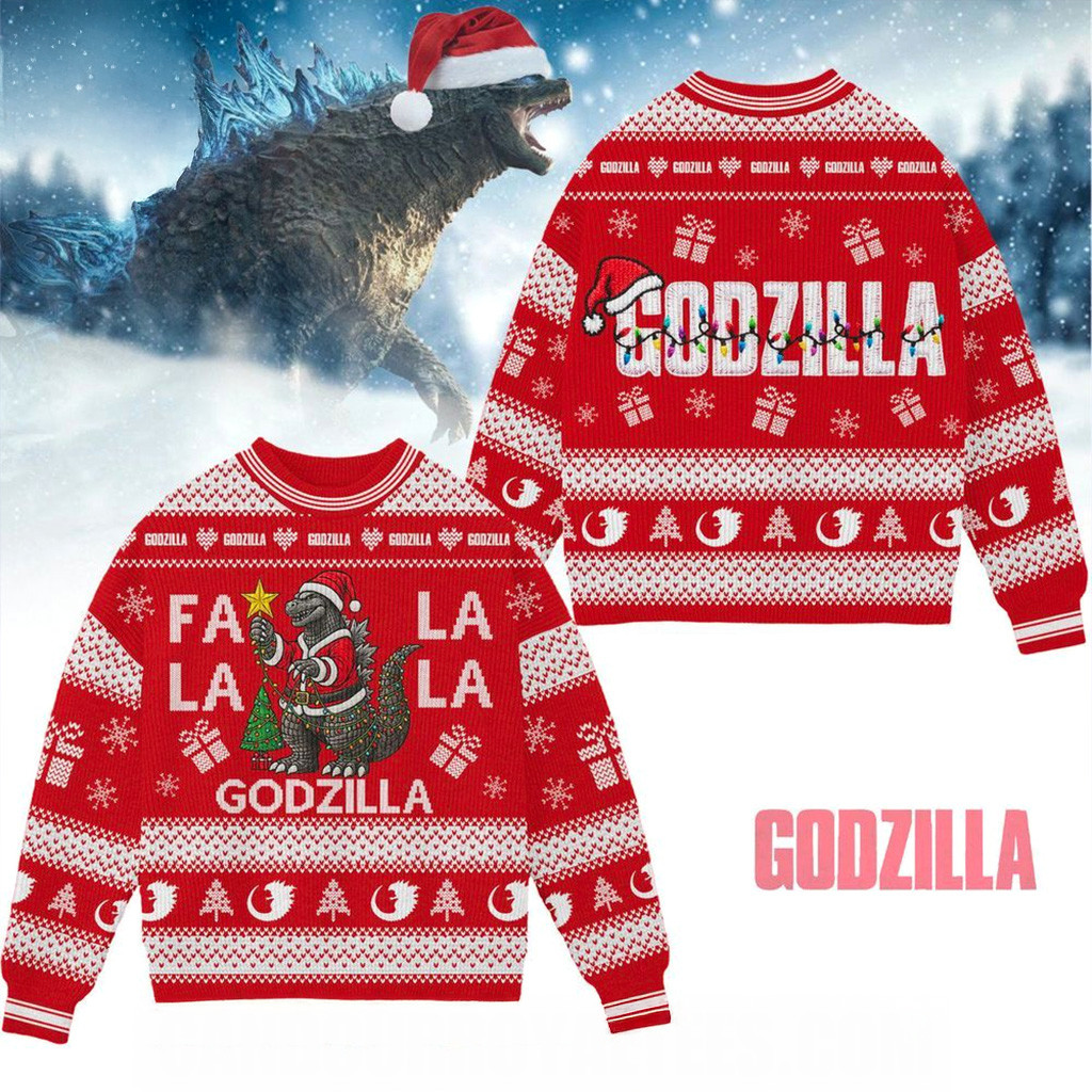 Godzilla 2025 Fa La Ugly Sweater Best Christmas Gifts For Friends-1