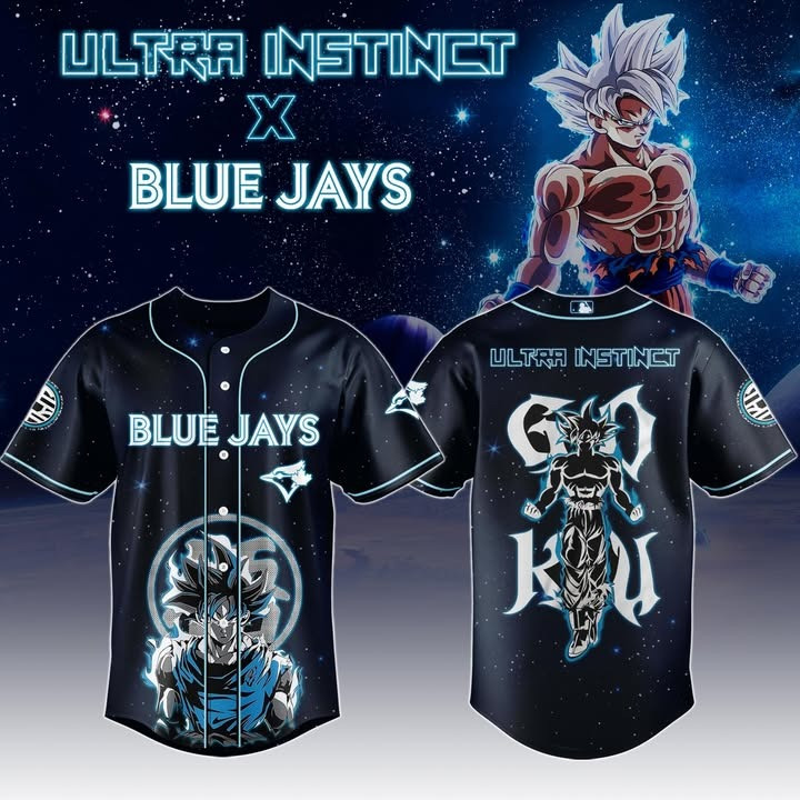 Goku Ultra Instinct x Blue Jays Jersey Dragon Ball Fan Gifts For Him Adults Baseball Lovers-1