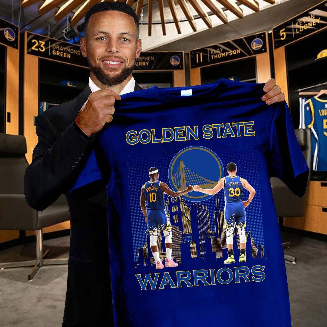 Golden State Warriors T-Shirt Jimmy Butler And Stephen Curry Basketball Fan Gift Ideas-1 Golden State Warriors T-Shirt Jimmy Butler And Stephen Curry Basketball Fan Gift Ideas-1