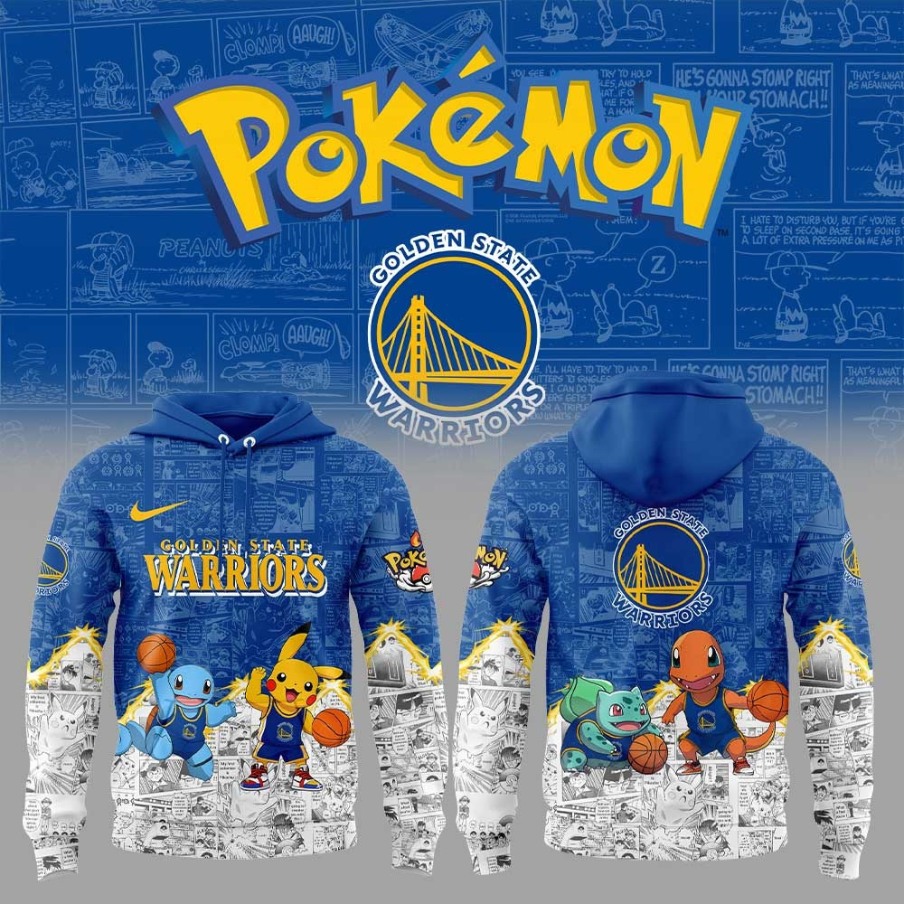 Golden State Warriors x Pokemon Hoodie Cute Gifts For Warriors Fans Basketball Lovers-1