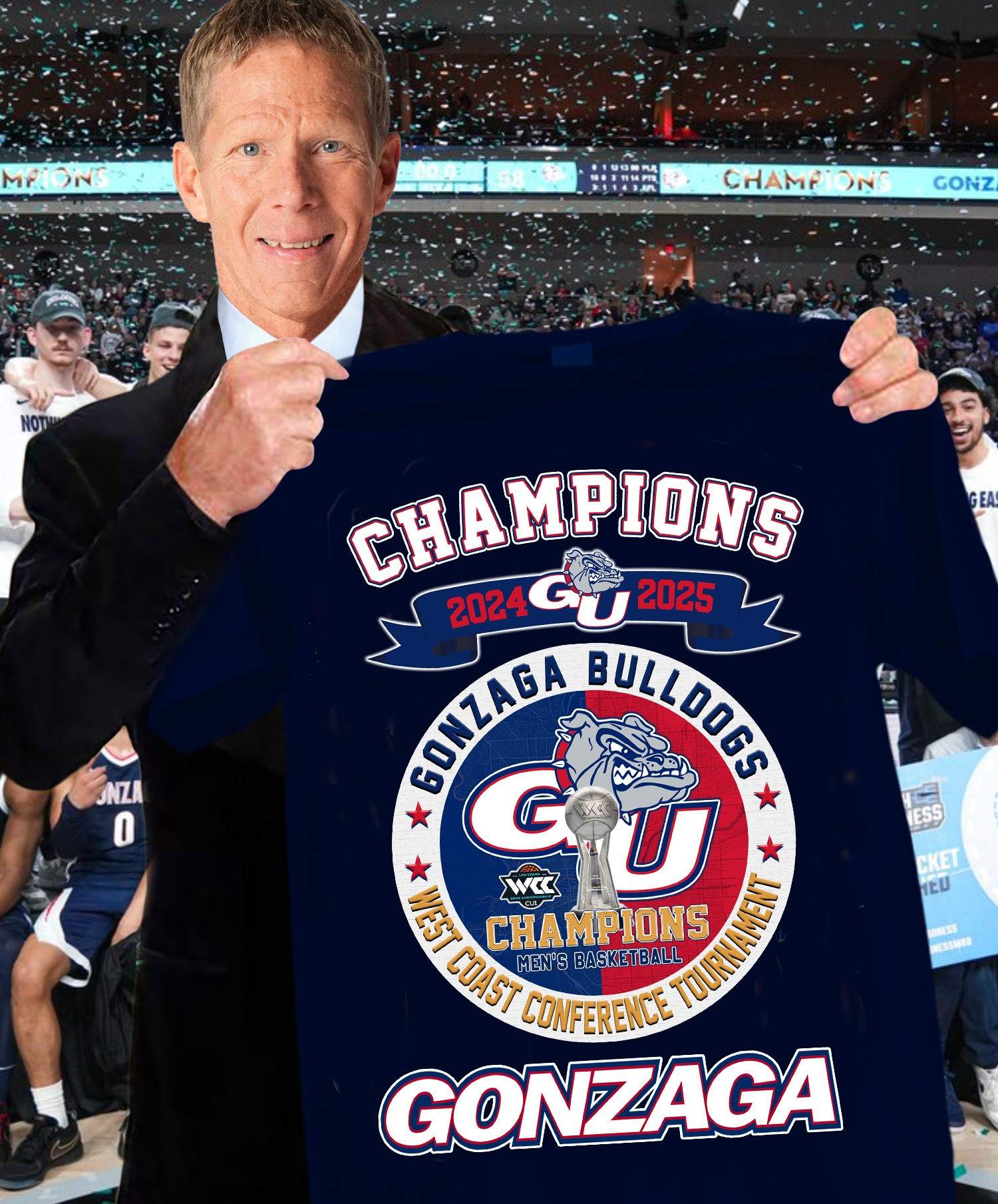 Gonzaga Bulldogs Champions 2024 2025 Shirt West Coast Conference Tournament Championship-1