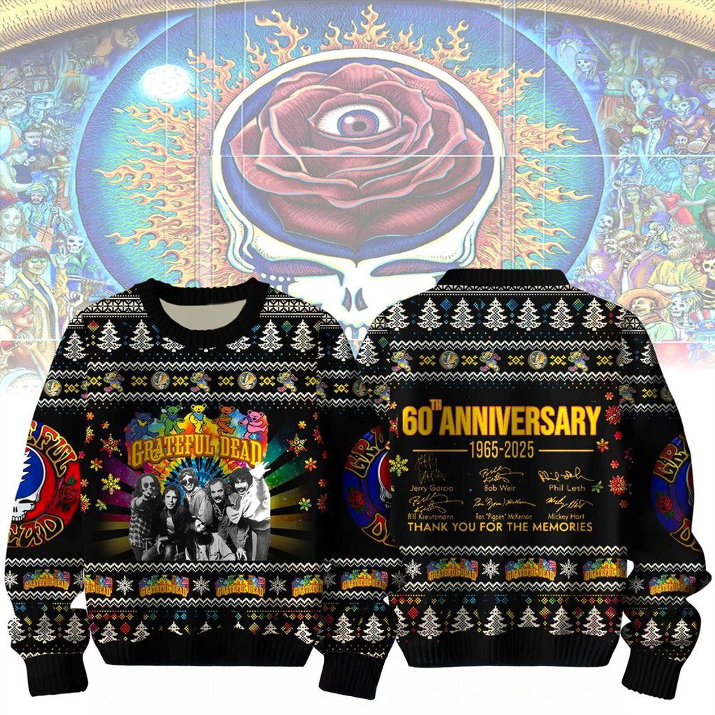 Grateful Dead 60th Anniversary 1965-2025 Thank You For The Memories Sweater Grateful Dead Merch-1