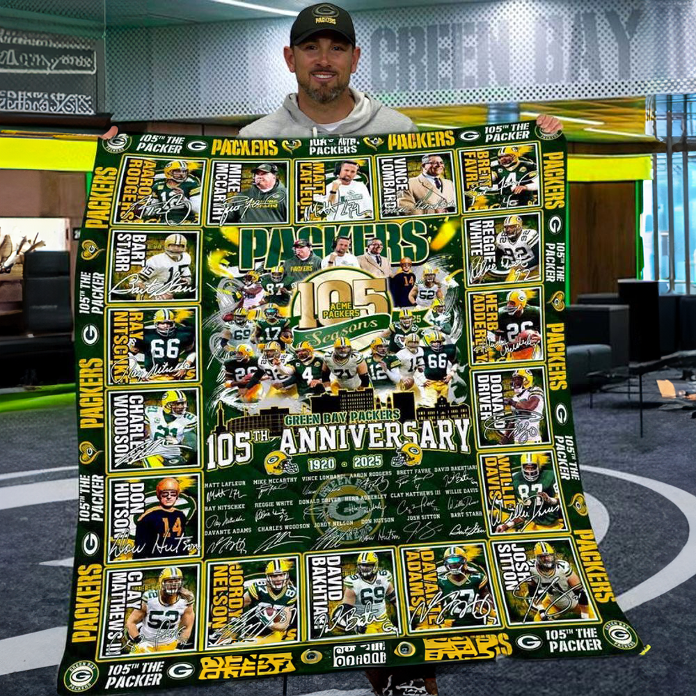 Green Bay Packers 105Th Anniversary 1920 2025 Blanket Football Merch Packers Christmas Presents-1