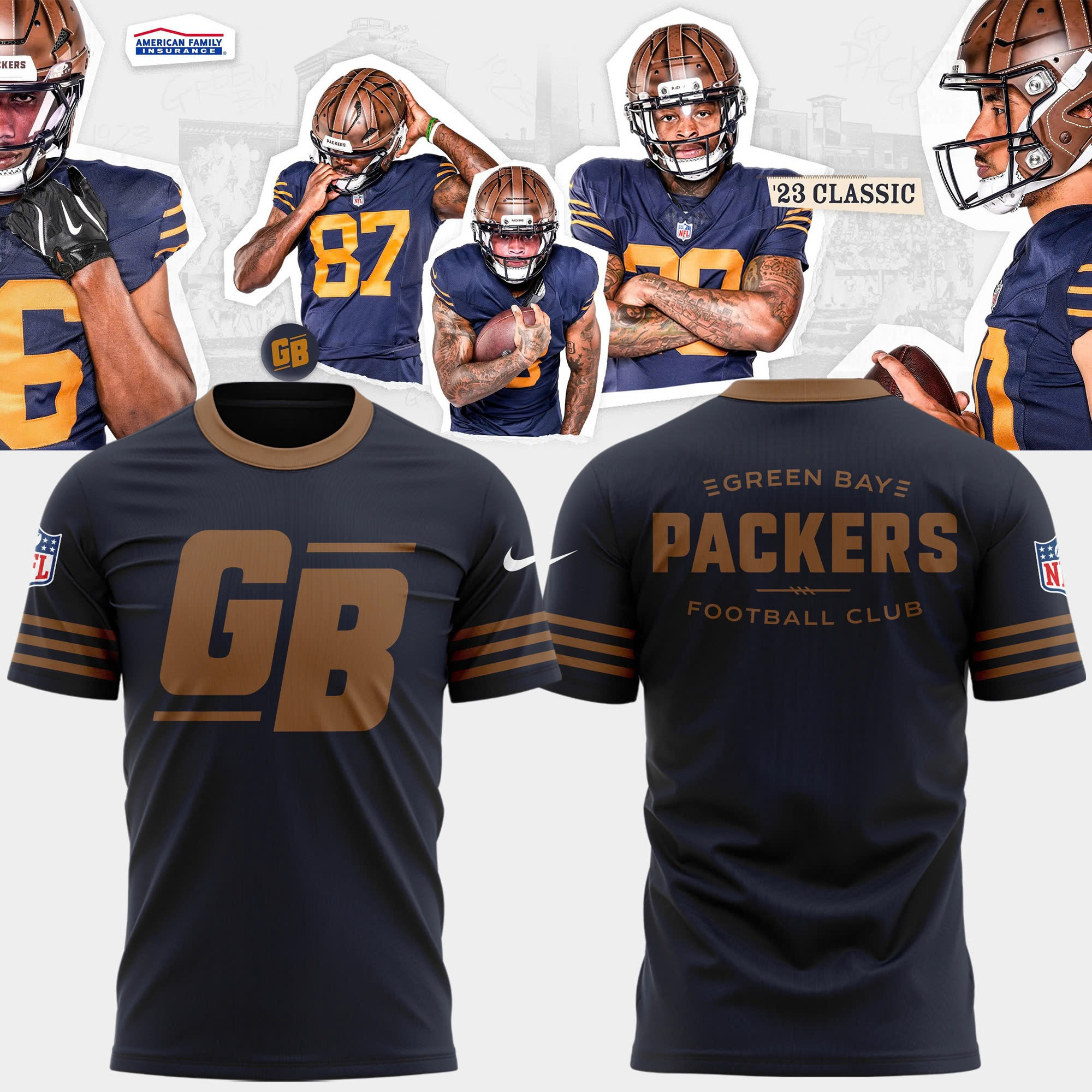 Green Bay Packers Football Club Nike 23 Classic Shirt NFL Merch Fan Game Day Gifts For Him-1