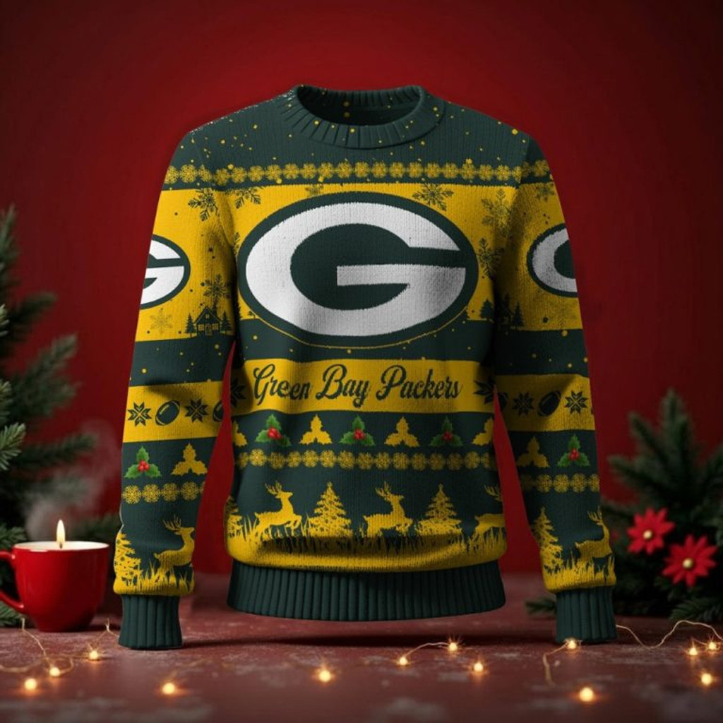 Green Bay Packers Ugly Christmas Sweater 2025 NFL Holiday Sweater Packers Merch Fans Gifts-1