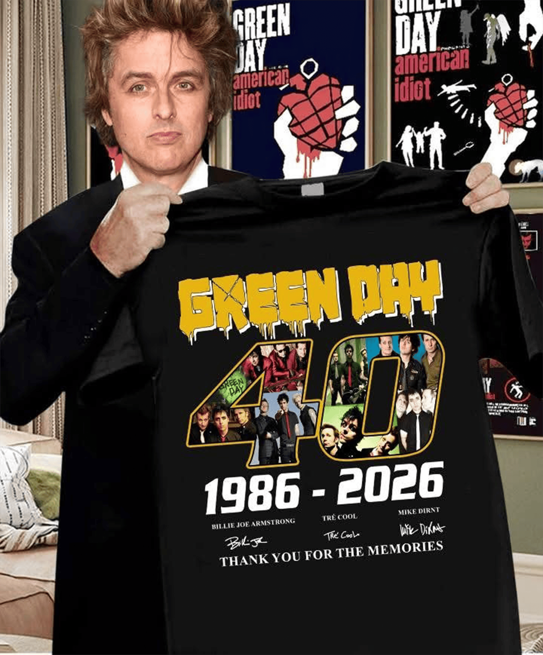 Green Day 40Th Anniversary T-Shirt 1986 2026 Thank You For The Memories Green Day Lovers Gift-1