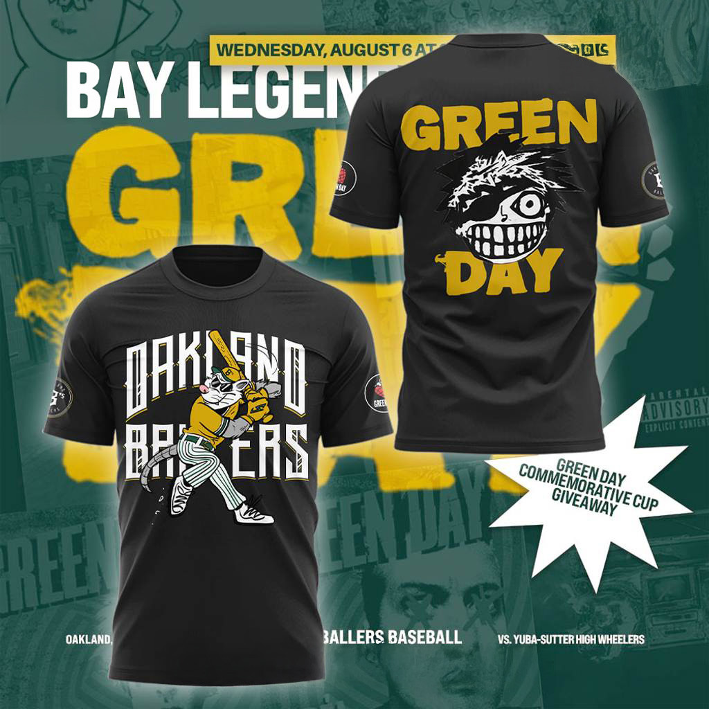 Green Day x Oakland Ballers Special T-Shirt Ballers Merch Best Gifts For Baseball Lovers-1
