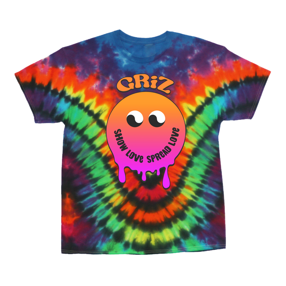 Griz Merch Griz SLSL Drippy Smiley Tie Dye T-Shirt Gifts For DJ Fans Gifts For Best Friend-1