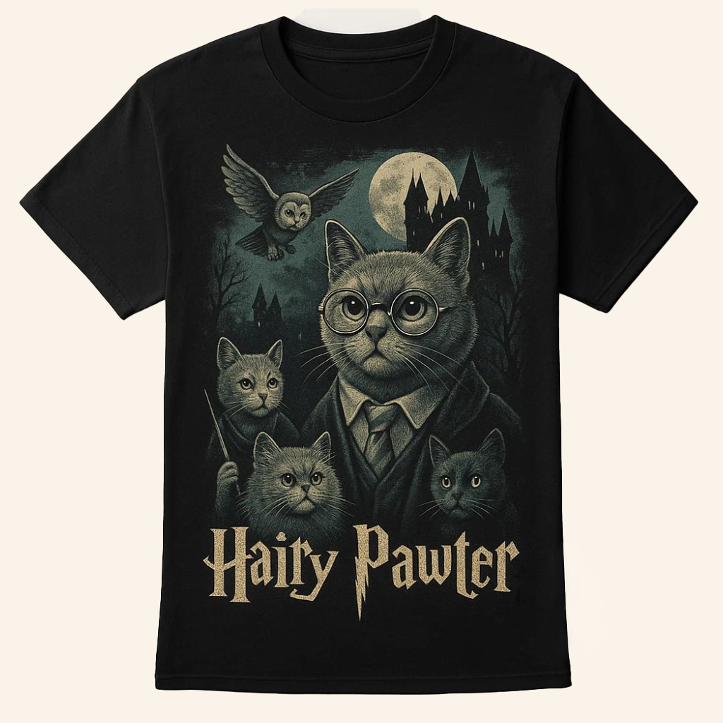 Hairy Pawter Funny Cat Wizards Harry Potter Shirt Halloween Gifts For Friends-1