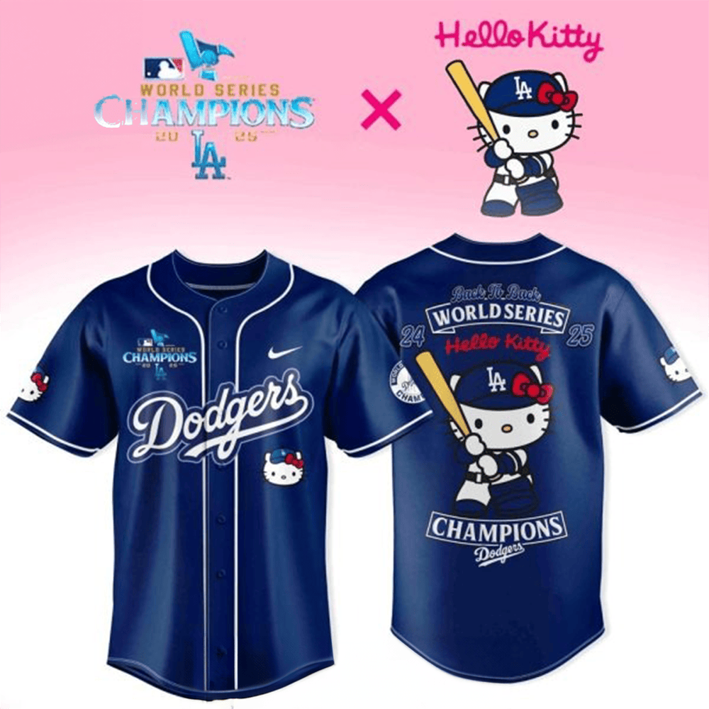 Hello Kitty X Dodgers 2025 Baseball Jersey World Series Champions LA Dodgers Presents-1