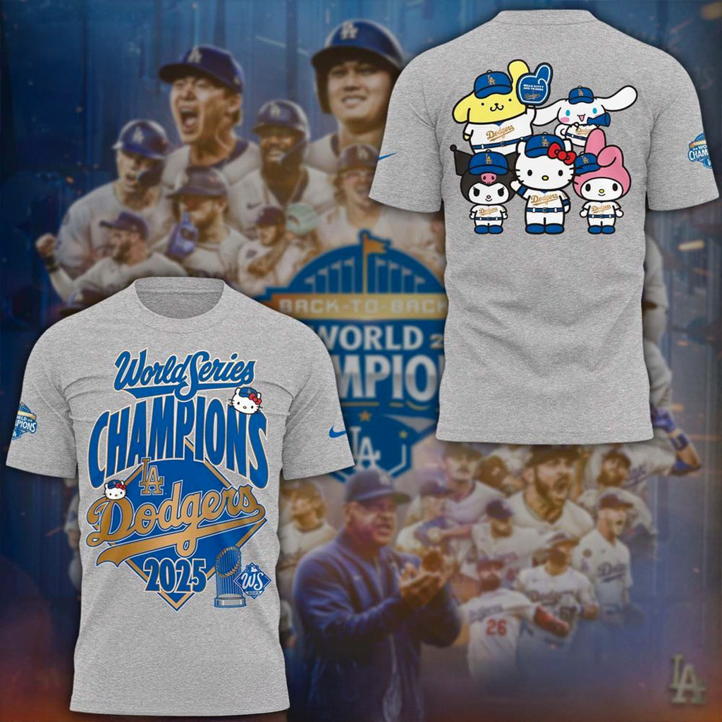 Hello Kitty x Dodgers Champions 2025 T-Shirt LA Dodgers World Series Merch 2025 Gifts For Wife-1