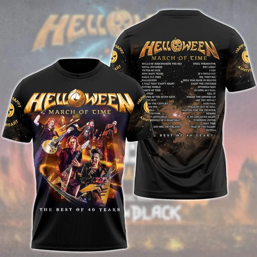 Helloween March Of Time The Best Of 40 Years T-Shirt 40Th Anniversary Gifts For Rock Fans-1