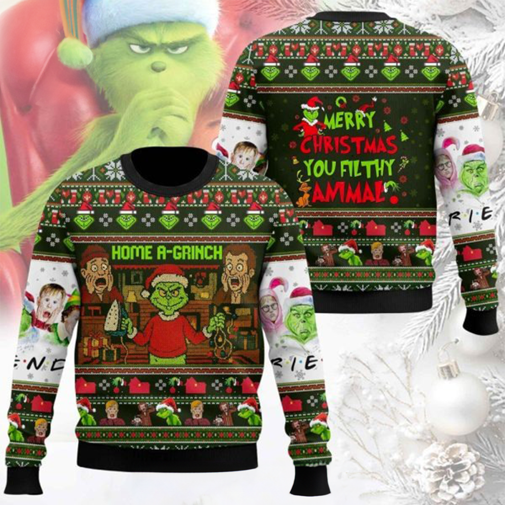 Home A Grinch Merry Christmas 2025 Ugly Christmas Sweater You Filthy Animal Funny Xmas Clothing-1