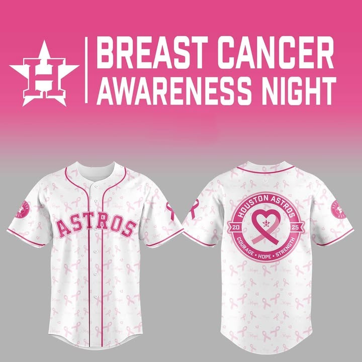 Houston Astros Breast Cancer Awareness Night Jersey Pink Ribbon Astros Fan Merch Gifts-1