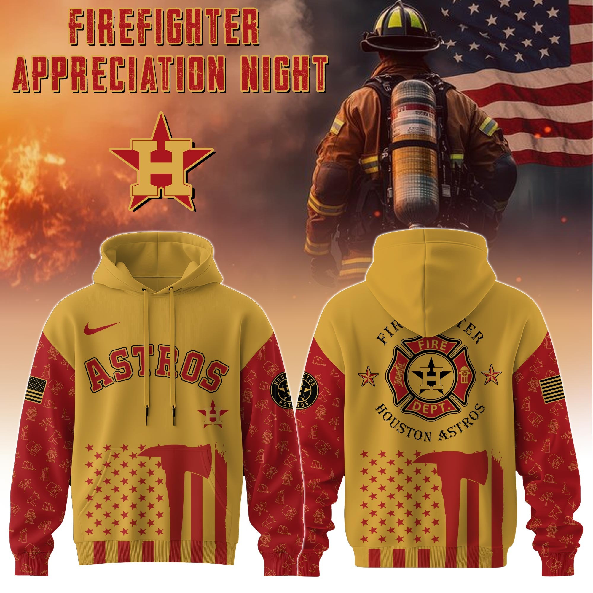 Houston Astros MLB X Firefighter Appreciation Night Hoodie Best Baseball Fan Gifts Merch-1
