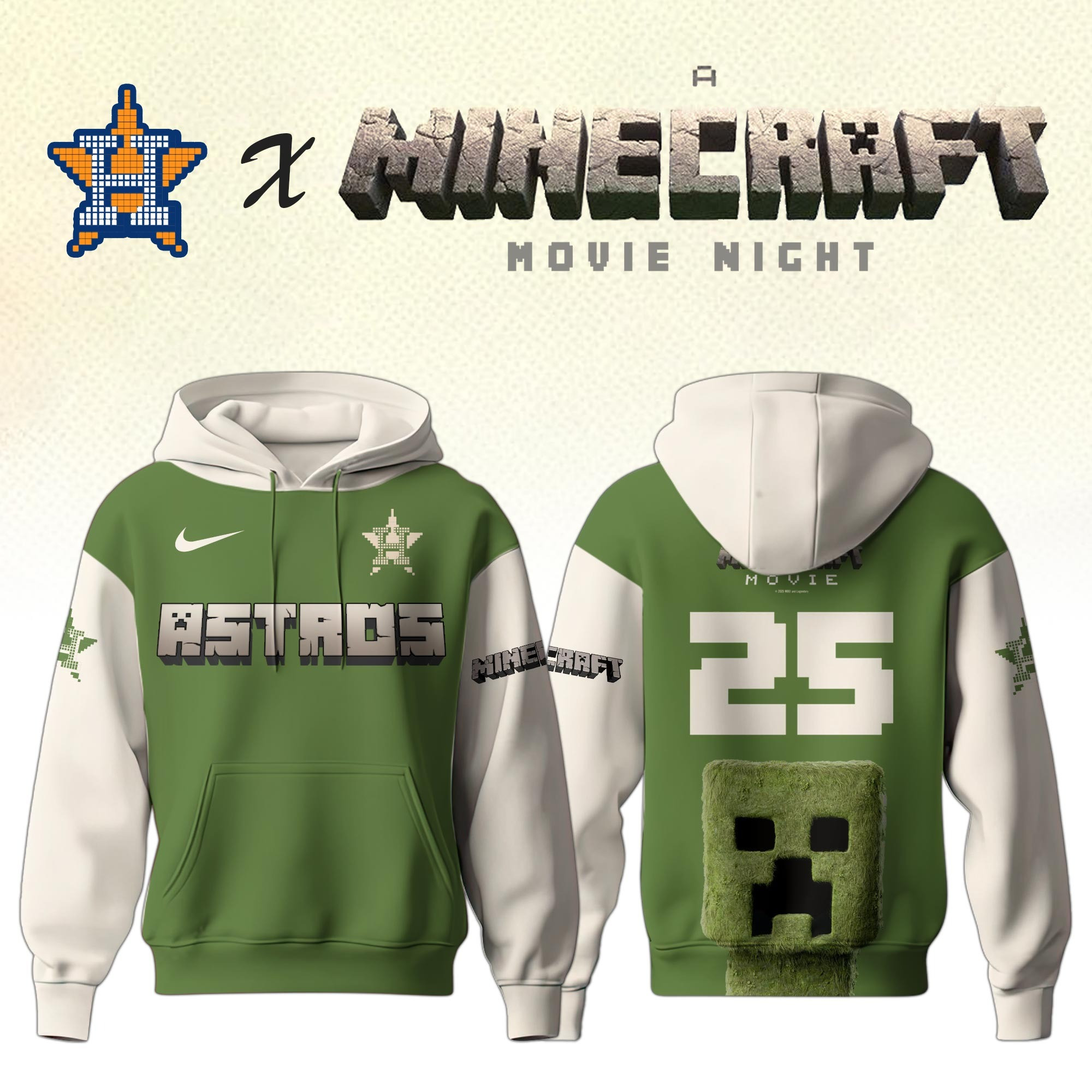 Houston Astros MLB x A MINECRAFT MOVIE Night Hoodie Unique Gifts Baseball Fans-1