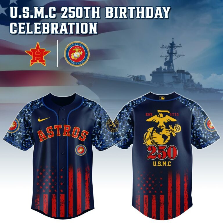 Houston Astros US Marine Corps 20Th Anniversary Jersey MLB USMC Military Night Veteran Gifts-1