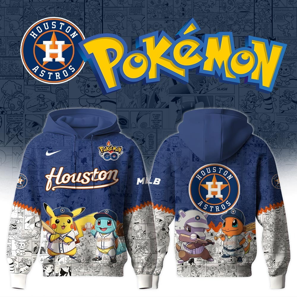 Houston Astros X Pokemon Go Hoodie MLB Fan Merch Gifts For Baseball Lovers For Him Her-1