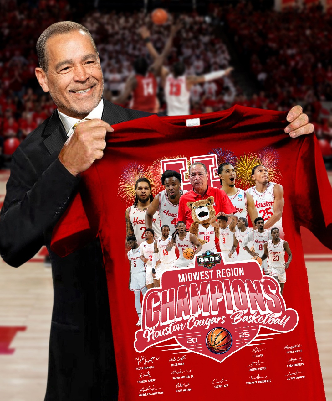 Houston Cougars Basketball Midwest Region Championship 2025 T-Shirt Final Four Merch-1