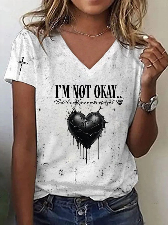 I'm Not Okay But It's All Gonna Be Alright Heart V-neck Shirt Music Lover Jelly Roll Fans Father's Day Gift for Dad-1 I'm Not Okay But It's All Gonna Be Alright Heart V-neck Shirt Music Lover Jelly Roll Fans Father's Day Gift for Dad-1