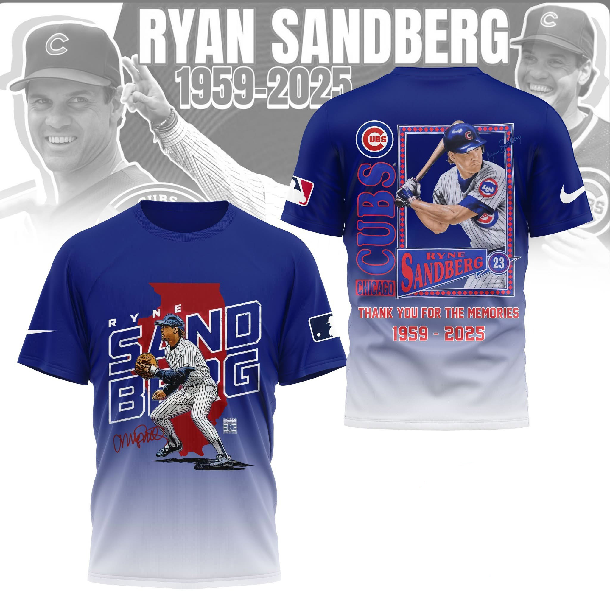 In Loving Memory Of Ryne Sandberg Shirt Thank You For The Memories Chicago Cubs Unique Gifts-1