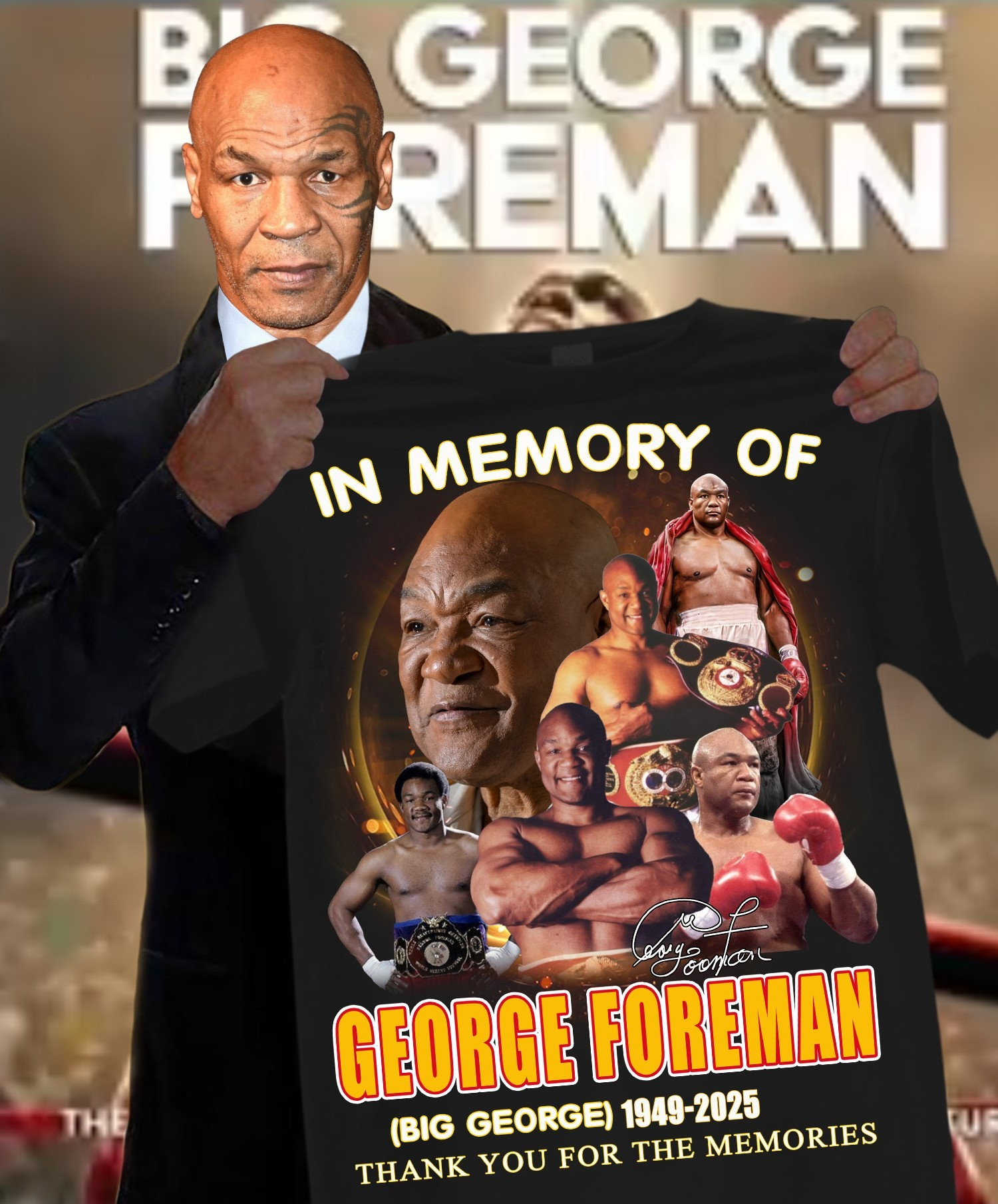 In Memory George Foreman T-Shirt RIP Big George Legend Thank You For The Memories-1
