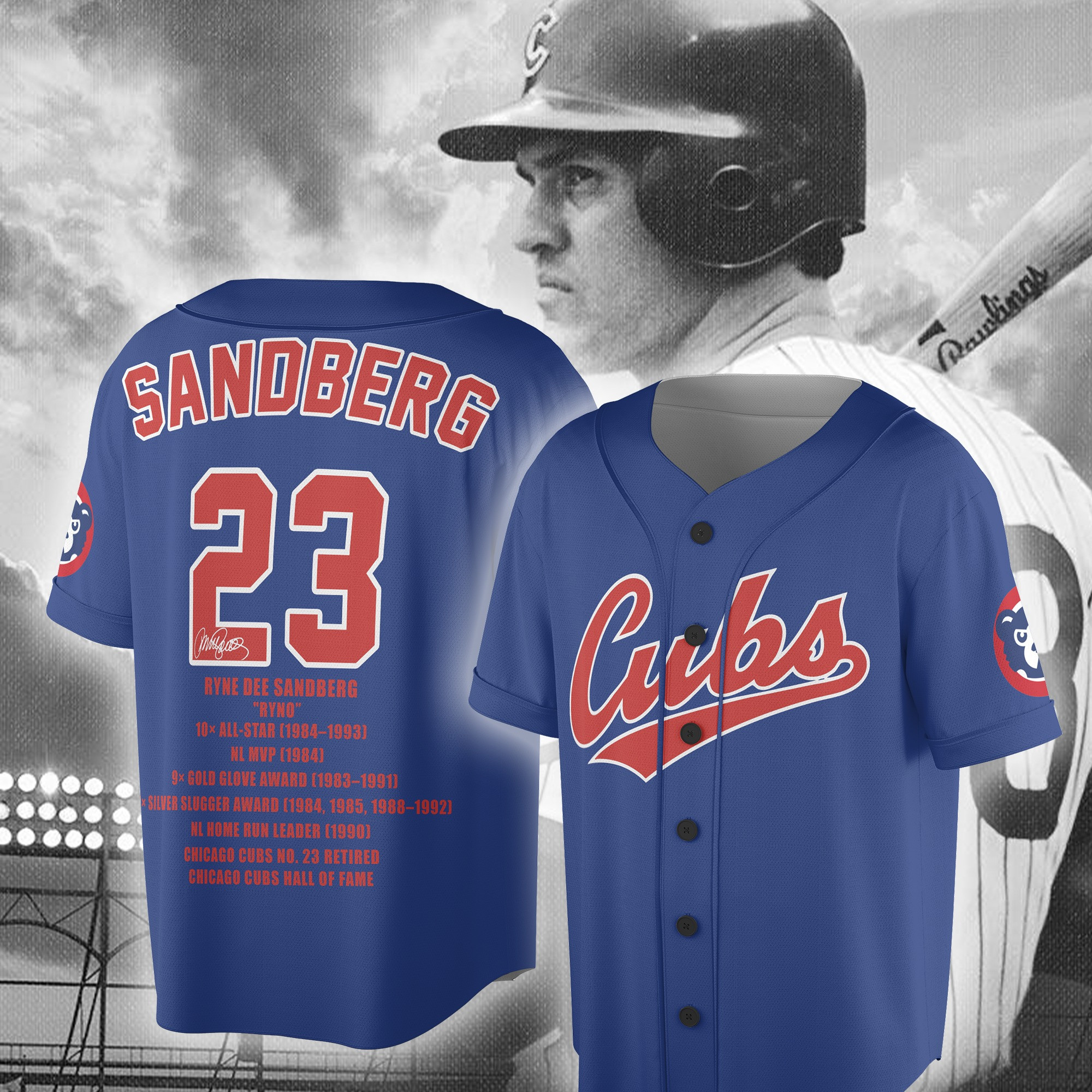 In Memory Of Ryno Ryne Sandberg Tribute Jersey Chicago Cubs Forever 23 Baseball Fan Merch-1