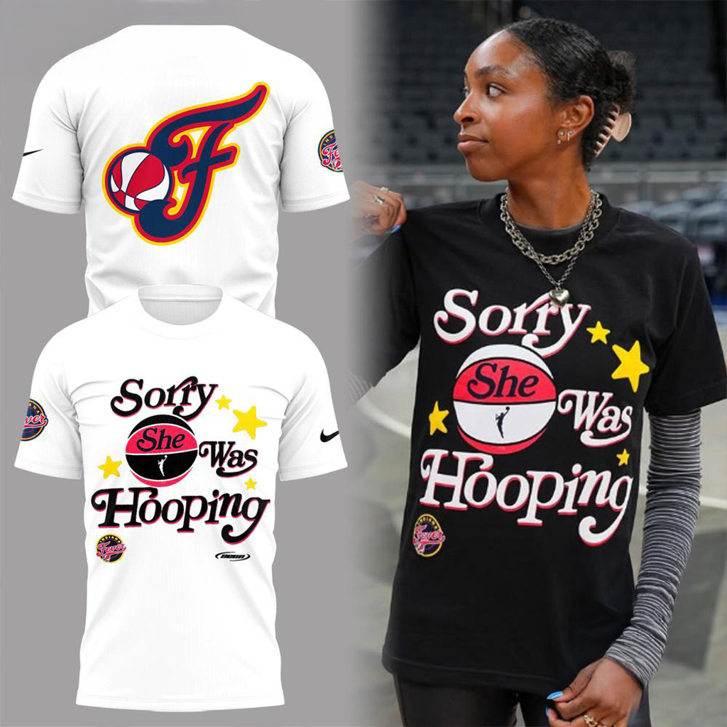 Indiana Fever Sorry She Was Hooping White T-Shirt Indiana Fever Merch Gift For Sister-1