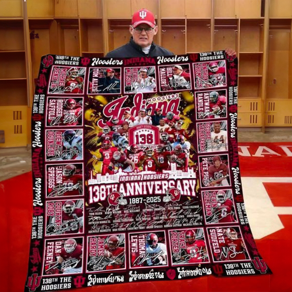 Indiana Hoosiers 138Th Anniversary 1887 2025 Blanket Indiana Hoosiers Merch Football Present-1