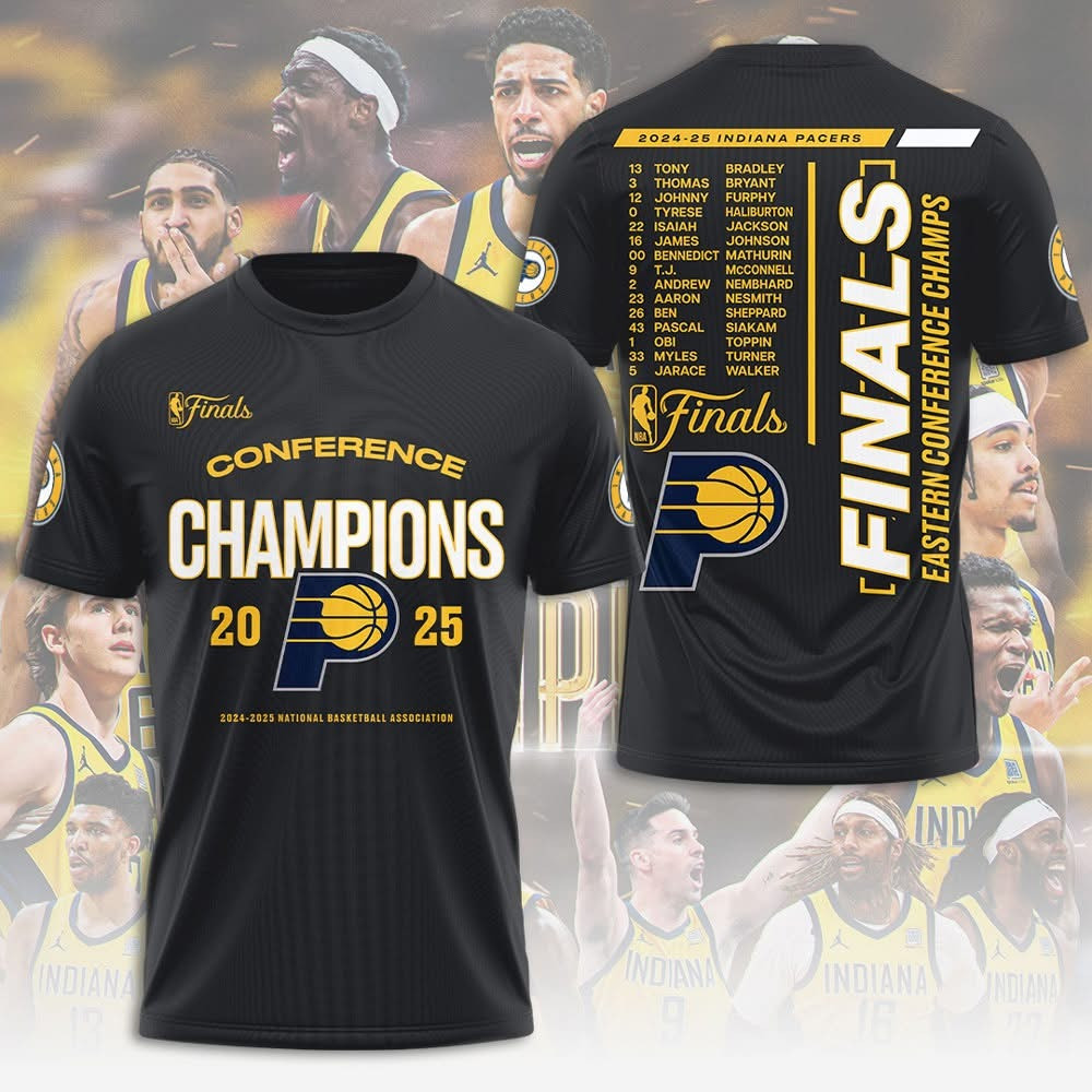 Indiana Pacers 2025 Eastern Conference Champions Tee Shirt NBA Finals Merch Apparel-1
