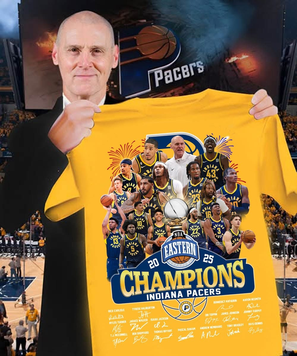 Indiana Pacers Eastern Conference Champions T-Shirt Yellow Final NBA 2025 Fan Apparel-1