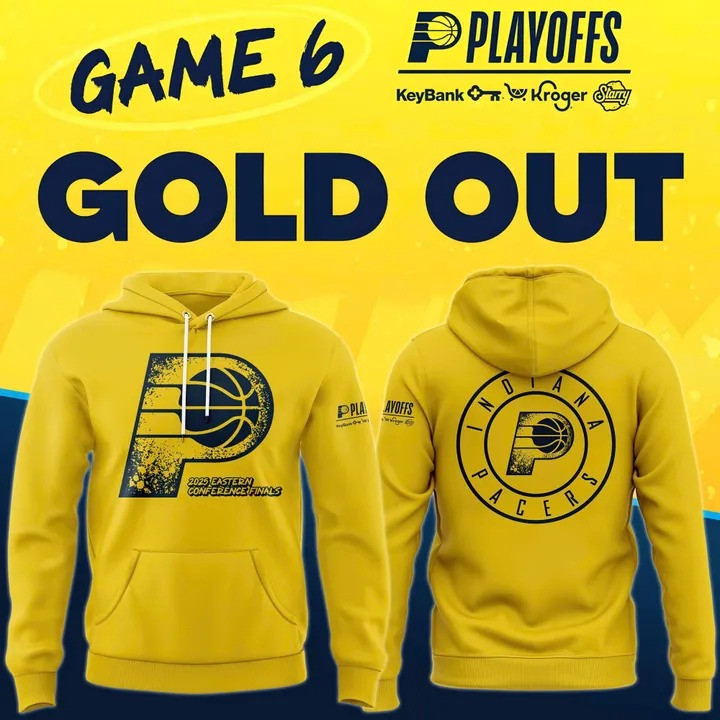 Indiana Pacers Eastern Conference Finals Hoodie Yellow NBA Pacers Merch Fan Gear-1