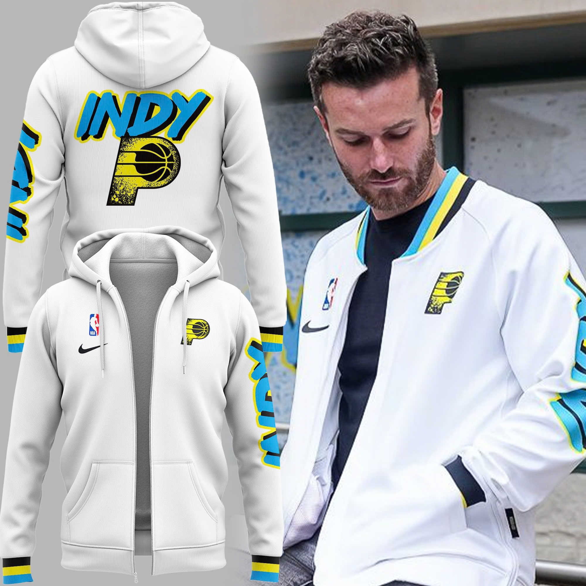 Indiana Pacers Indy New City Connect IP Zip Hoodie NBA Basketball Lovers Fan Merch Clothing-1