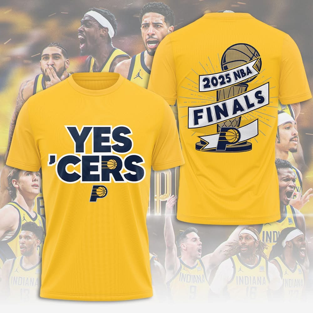 Indiana Pacers Yes Cers 2025 NBA Finals T-Shirt Yellow Gold Pacers Merch Baseball Fan Gifts-1