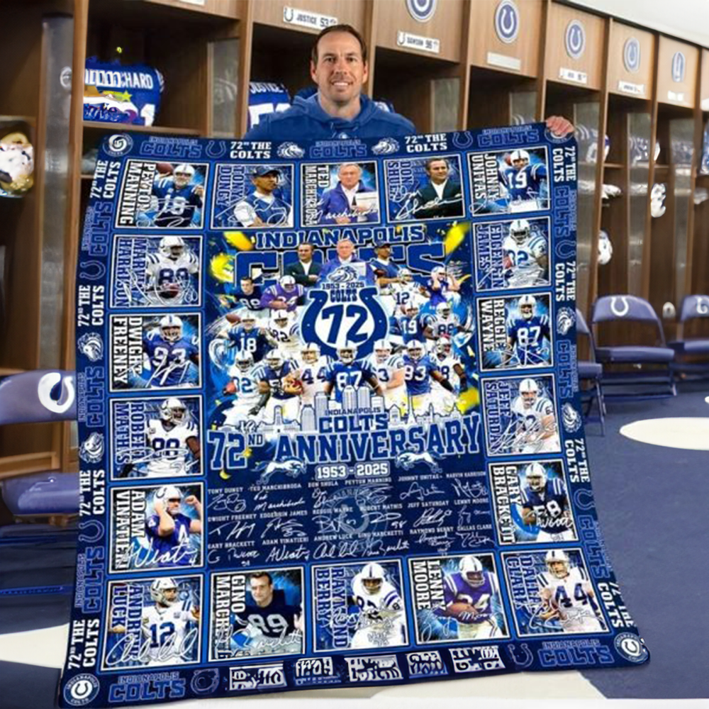 Indianapolis Colts 72Nd Anniversary 1953 2025 Blanket Indy Colts Merch Football Christmas Gifts-1