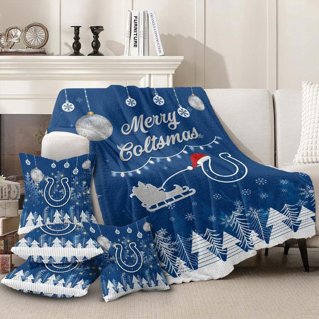 Indianapolis Colts Football 2025 NFL Christmas Blanket Colts Merch Merry Xmas Sofa Decor Ideas-1