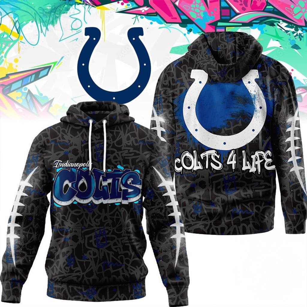 Indianapolis Colts NFL Special Graffiti My Team 4 Life Hoodie Colts Merch Christmas Gift Ideas-1