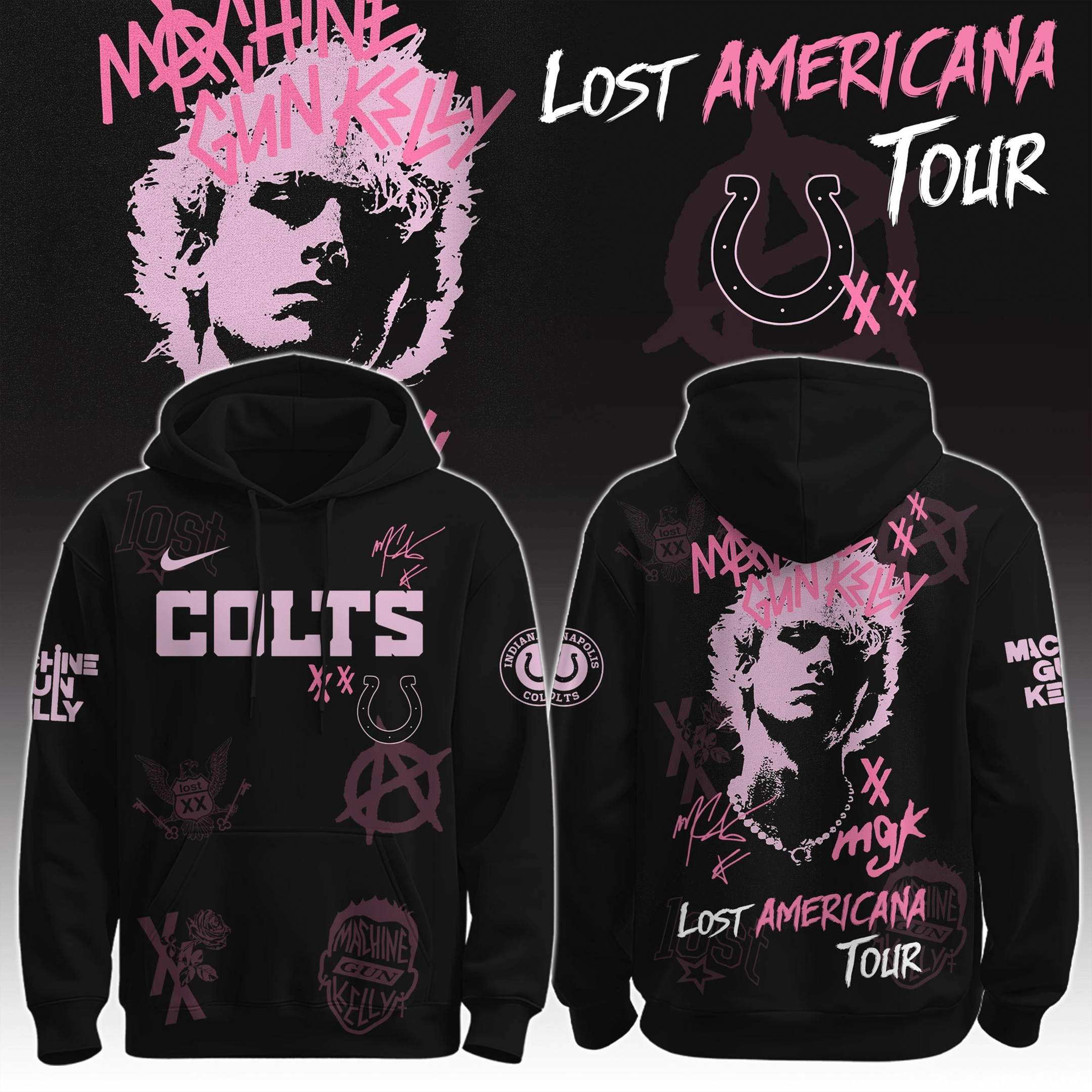 Indianapolis Colts X MGK The Lost Americana Tour Hoodie MGK Tour Merch Concert Lovers Gifts-1