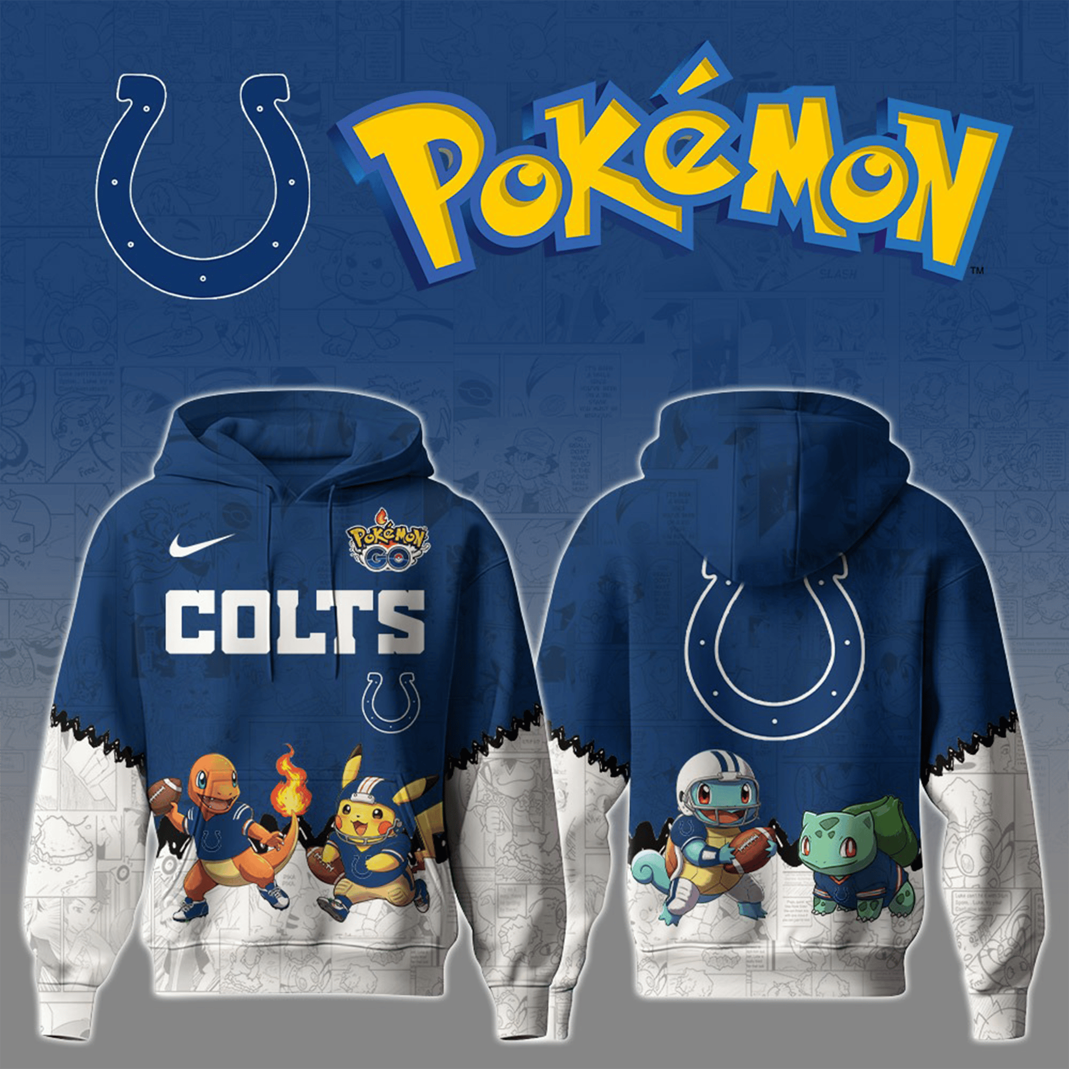 Indianapolis Colts X Pokemon Hoodie Football Game Day Clothing Indianapolis Colts Lovers Gifts-1