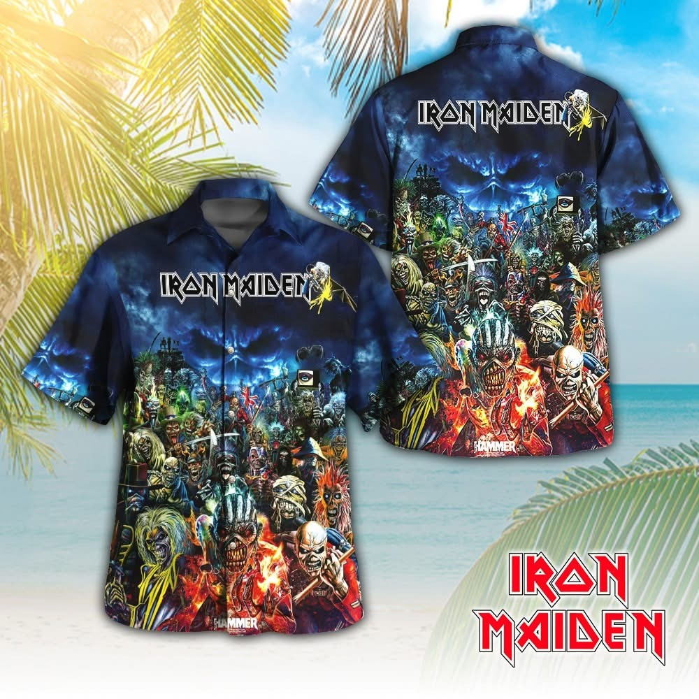 Iron Maiden 3D Hawaiian Shirt Button Up Aloha Shirt Iron Maiden Merchandise Fan Gifts-1