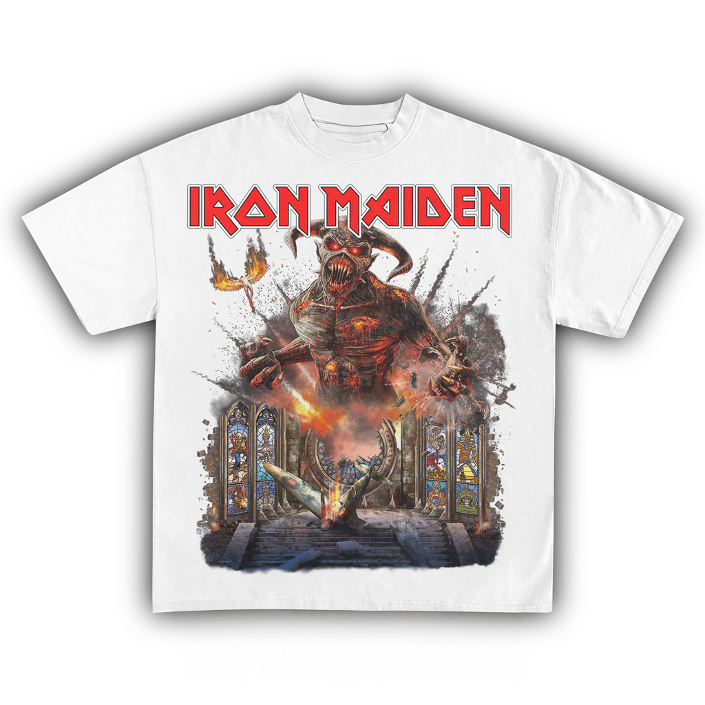 Iron Maiden Demon Eddie T-Shirt White Iron Maiden Merch Unique Gifts For Music Lovers-1