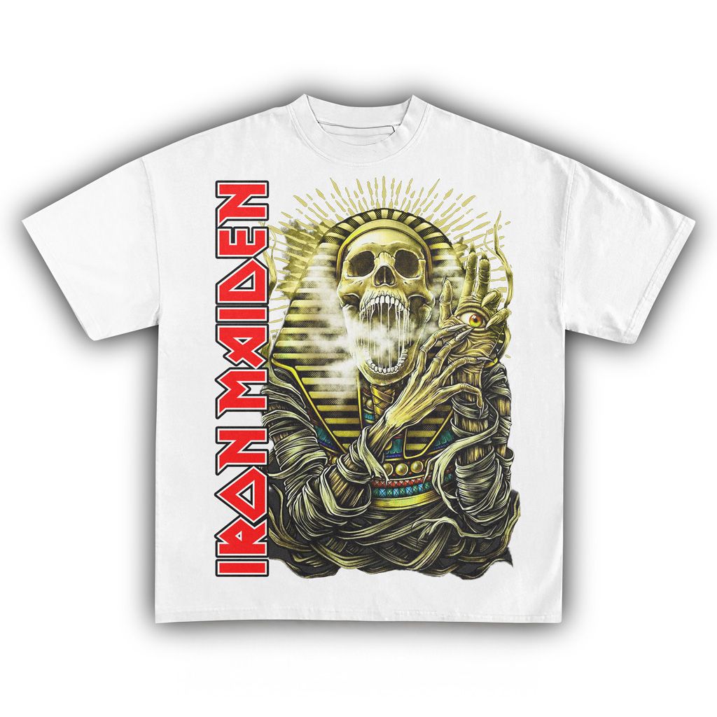 Iron Maiden Pharaoh Eddie White T-Shirt Iron Maiden Merch Gifts For Music Fans-1