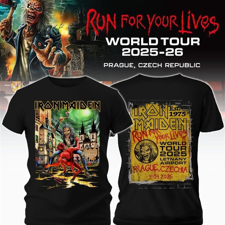 Iron Maiden Run For Your Lives T-Shirt Czech Republic World Tour 2025-2026 Fan Merch Gifts-1