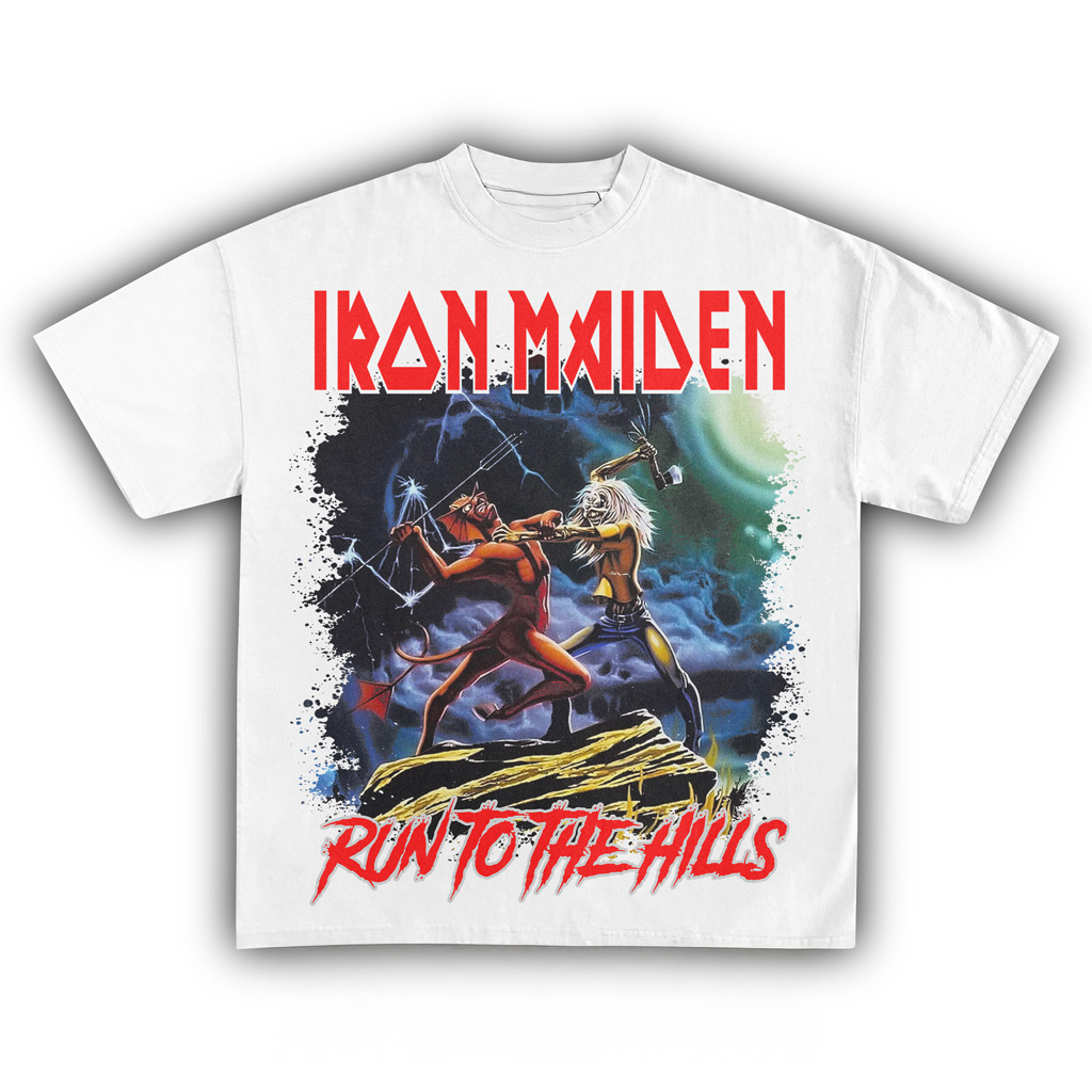 Iron Maiden Run To The Hills White T-Shirt Iron Maiden Merch Christmas Gifts For Husband-1
