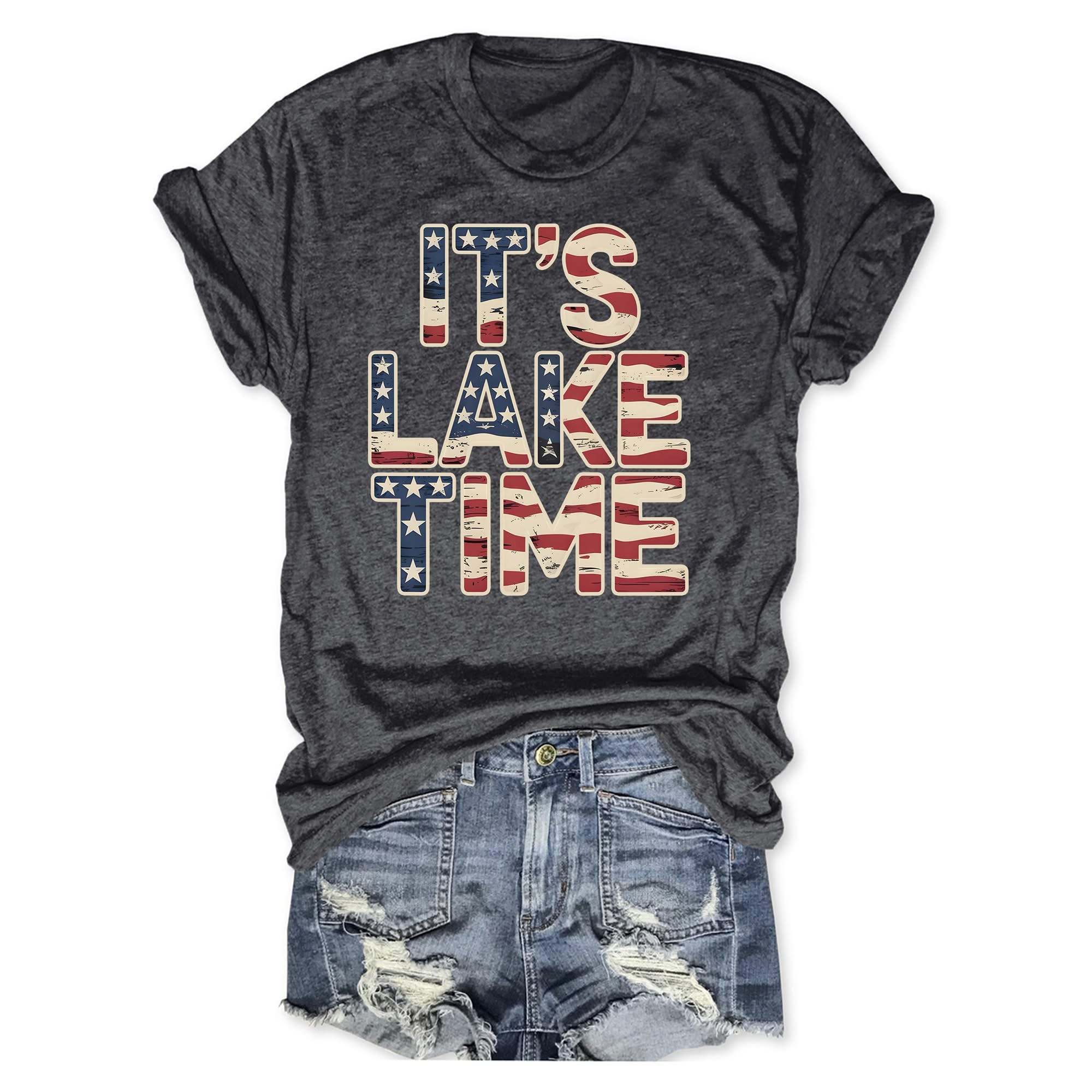 It's Lake Time 4th Of July T-Shirt Women's Ladies Summer Gifts For Her-1