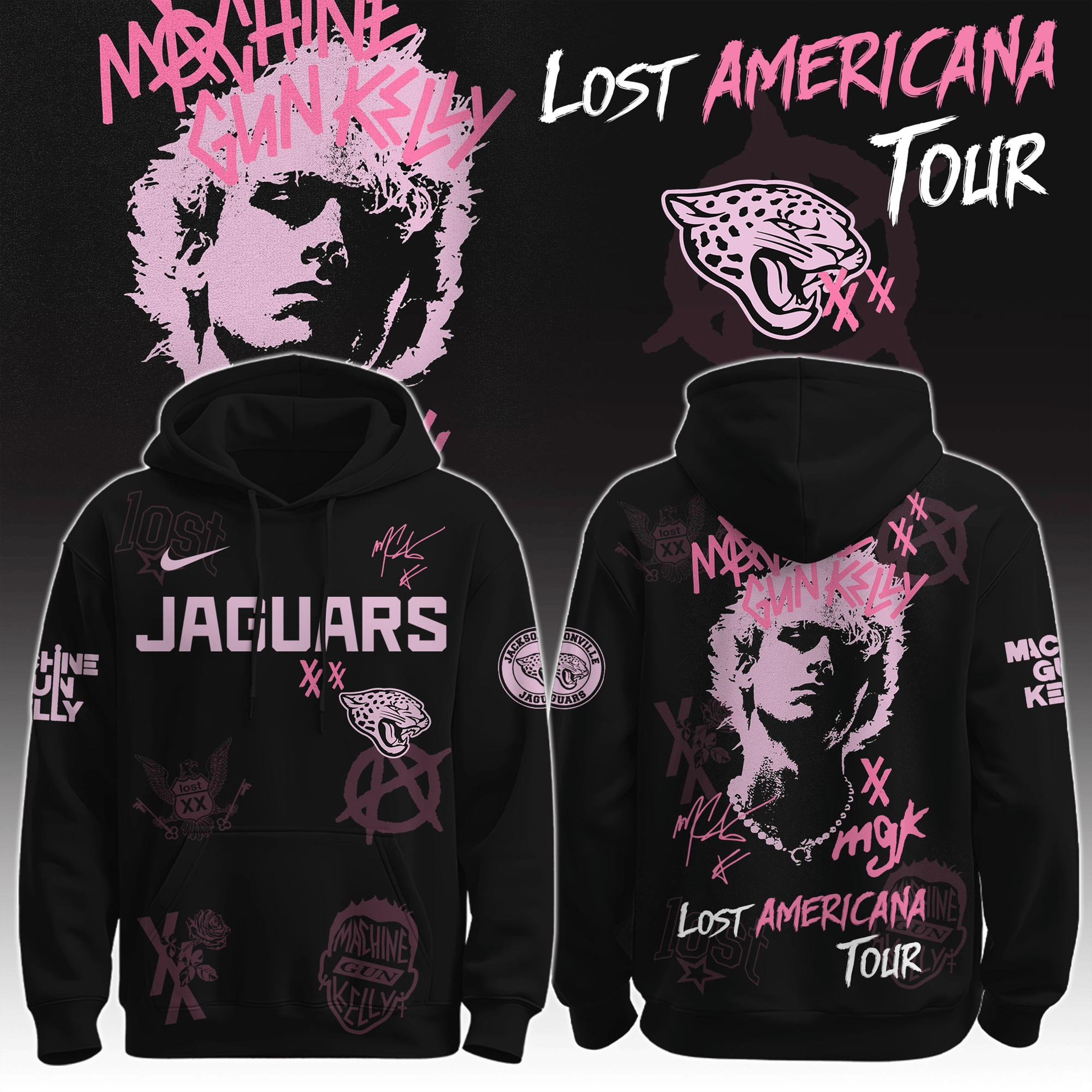 JAX Jaguars X MGK The Lost Americana Tour Hoodie MGK Tour Merch Jaguars Lovers Gifts-1
