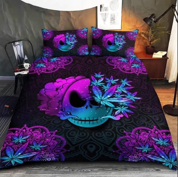 Jack Skellington Weed Bedding Set Duvet Cover Sheet Set Jack Skellington Gifts For Her-1