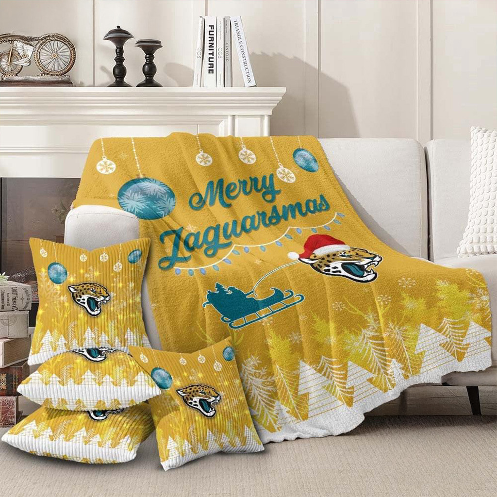 Jacksonville Jaguars Football 2025 NFL Christmas Blanket Jaguars Merch Christmas Home Decor-1