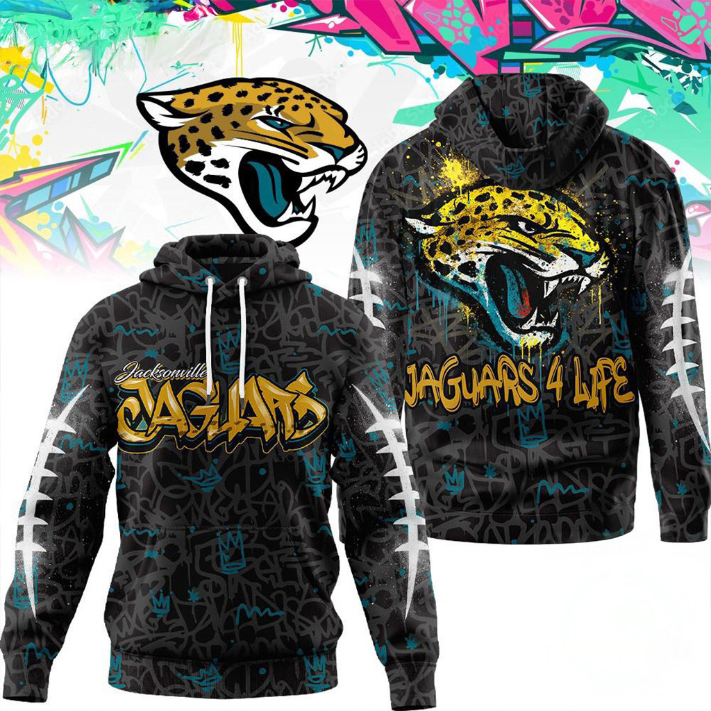 Jacksonville Jaguars NFL Special Graffiti My Team 4 Life Hoodie Jaguars Merch Xmas Gifts For Fan-1